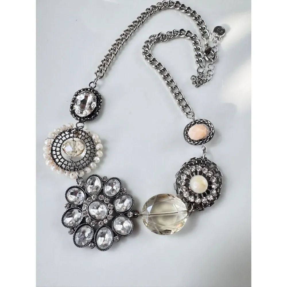 Simply Vera Vera Wang Silver-Tone Crystal & Pearl Statement Necklace